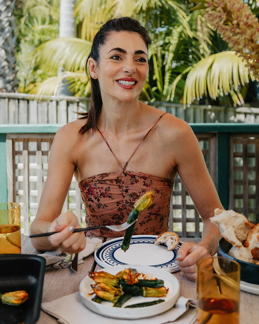 Baked Stuffed Zucchini with Blossoms