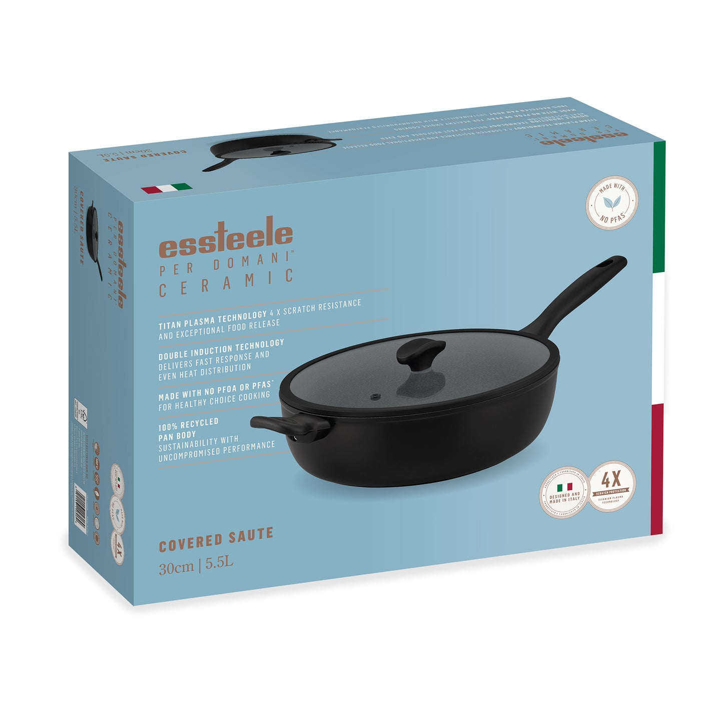 Essteele Per Domani Ceramic Induction Covered Sauté 30cm/5.5L
