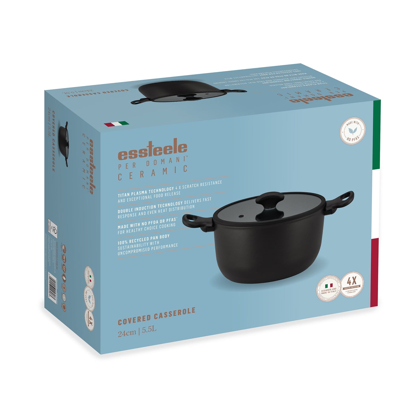 Essteele Per Domani Ceramic Induction Covered Casserole 24cm/5.5L