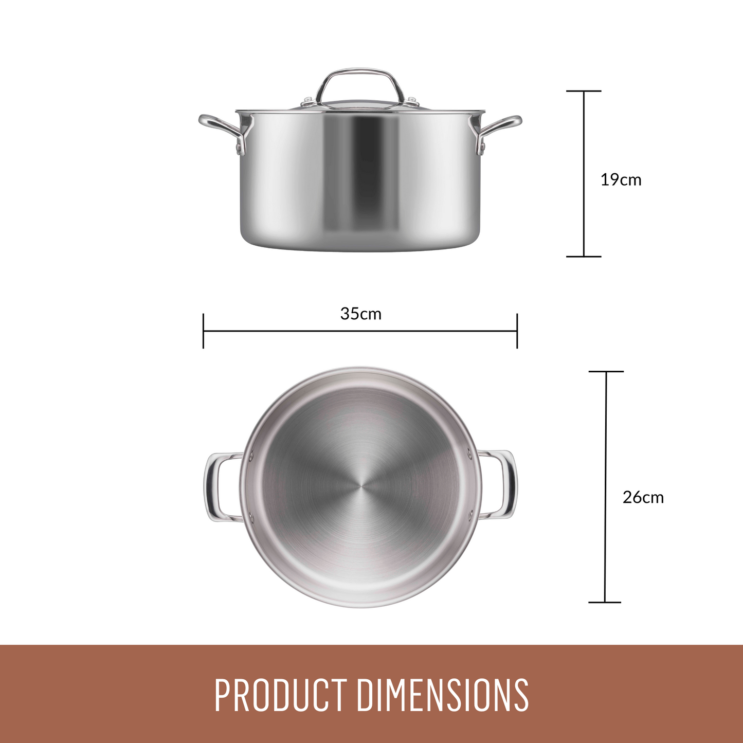 Essteele Eternità Clad Stainless Steel Induction Covered Stockpot 26cm/7.6L