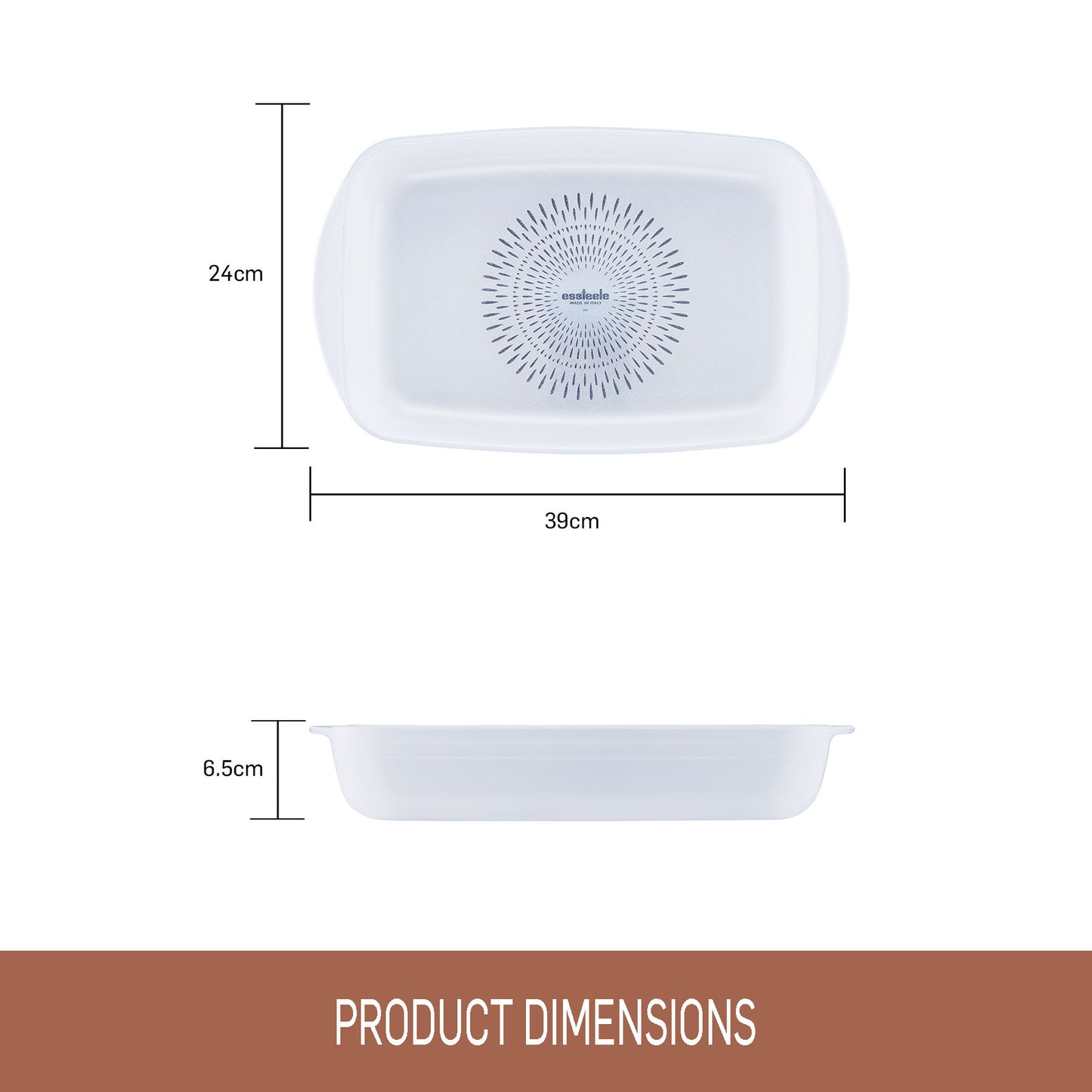 Essteele Glass Ceramic Nonstick 3.2L Large Rectangular Dish 39 x 24 x 6.5cm