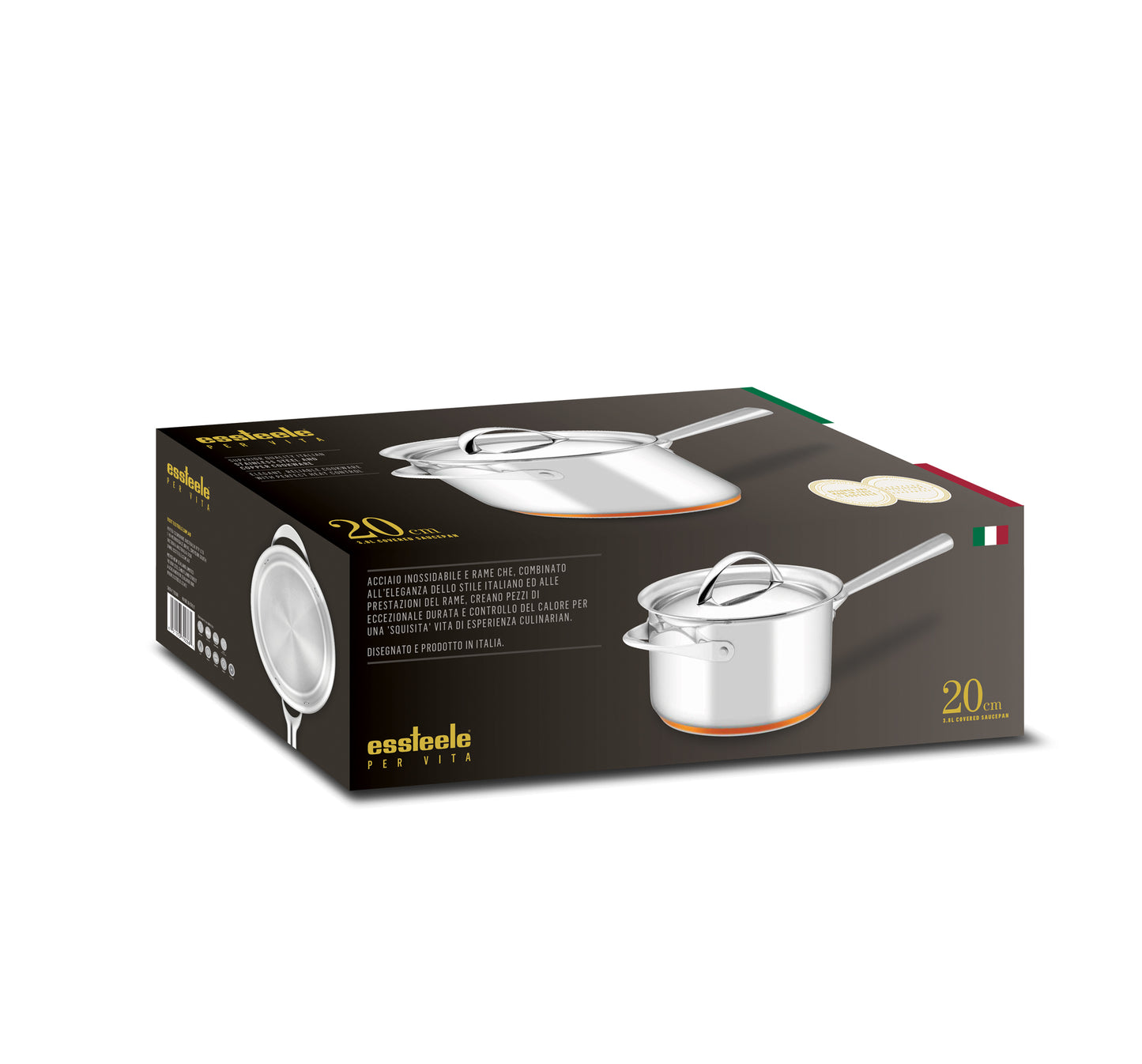 Essteele Per Vita Copper Base Stainless Steel Induction Covered Saucepan 20cm/3.4L