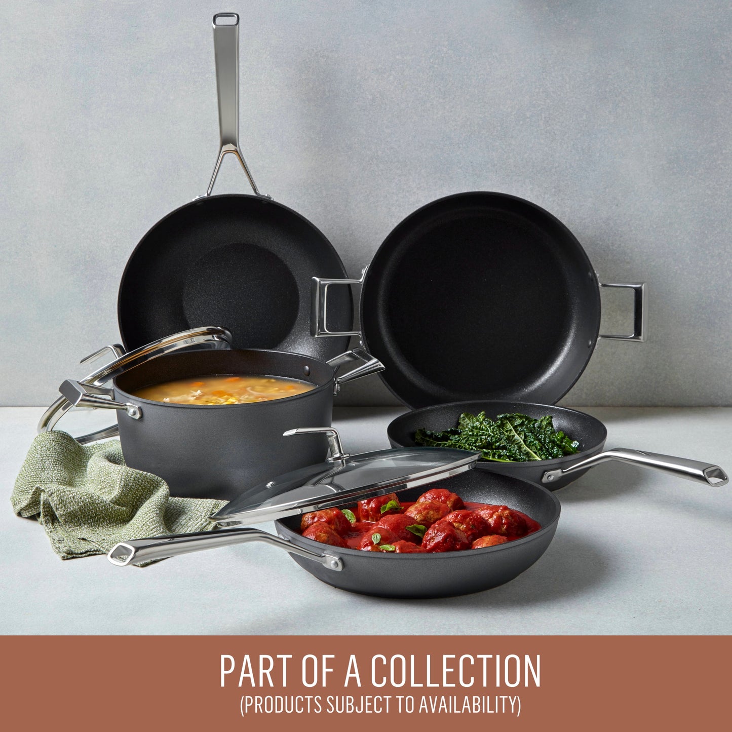 Essteele Per Bellezza Nonstick Induction Open Skillet Twin Pack 24/28cm Grey