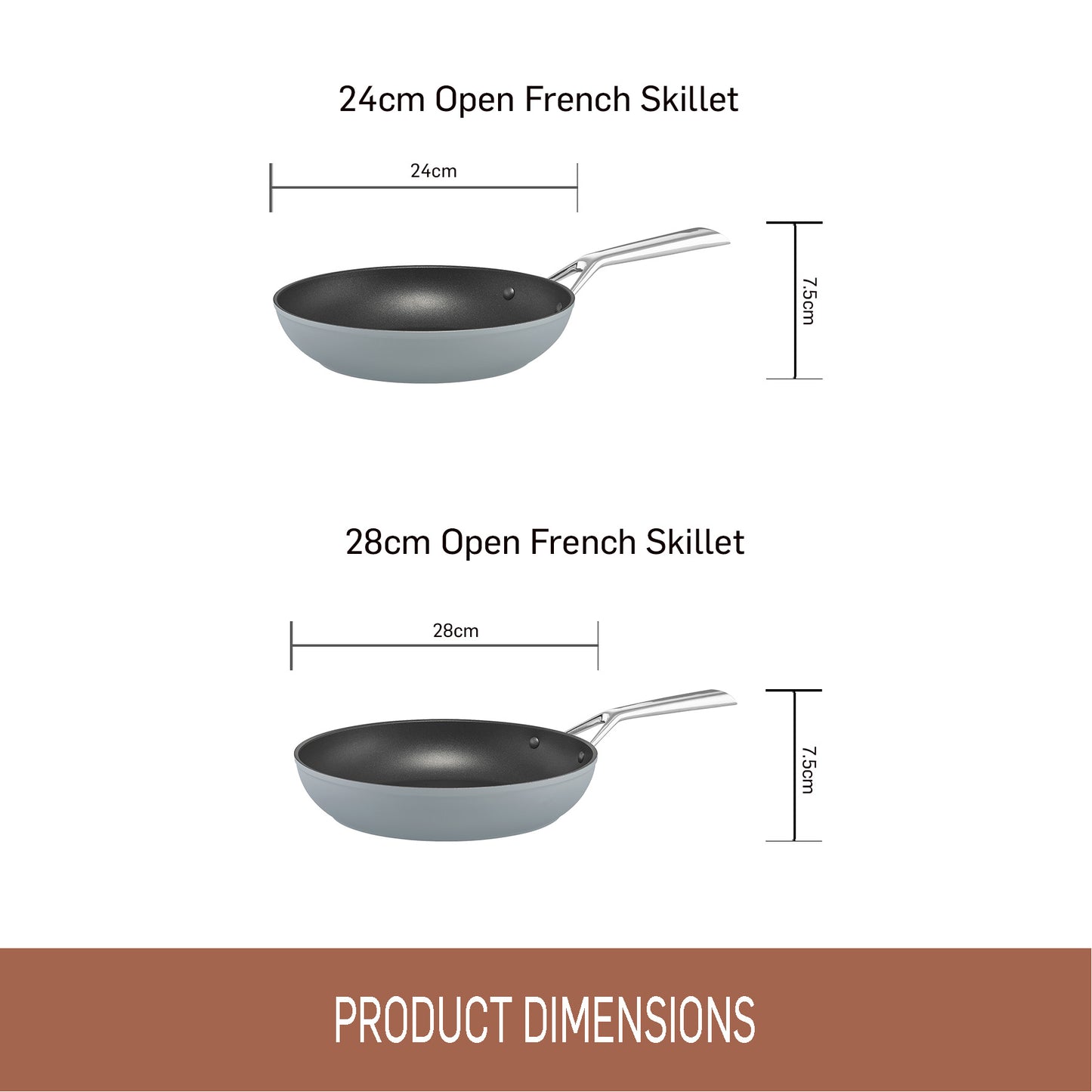 Essteele Per Bellezza Nonstick Induction Open Skillet Twin Pack 24/28cm Grey