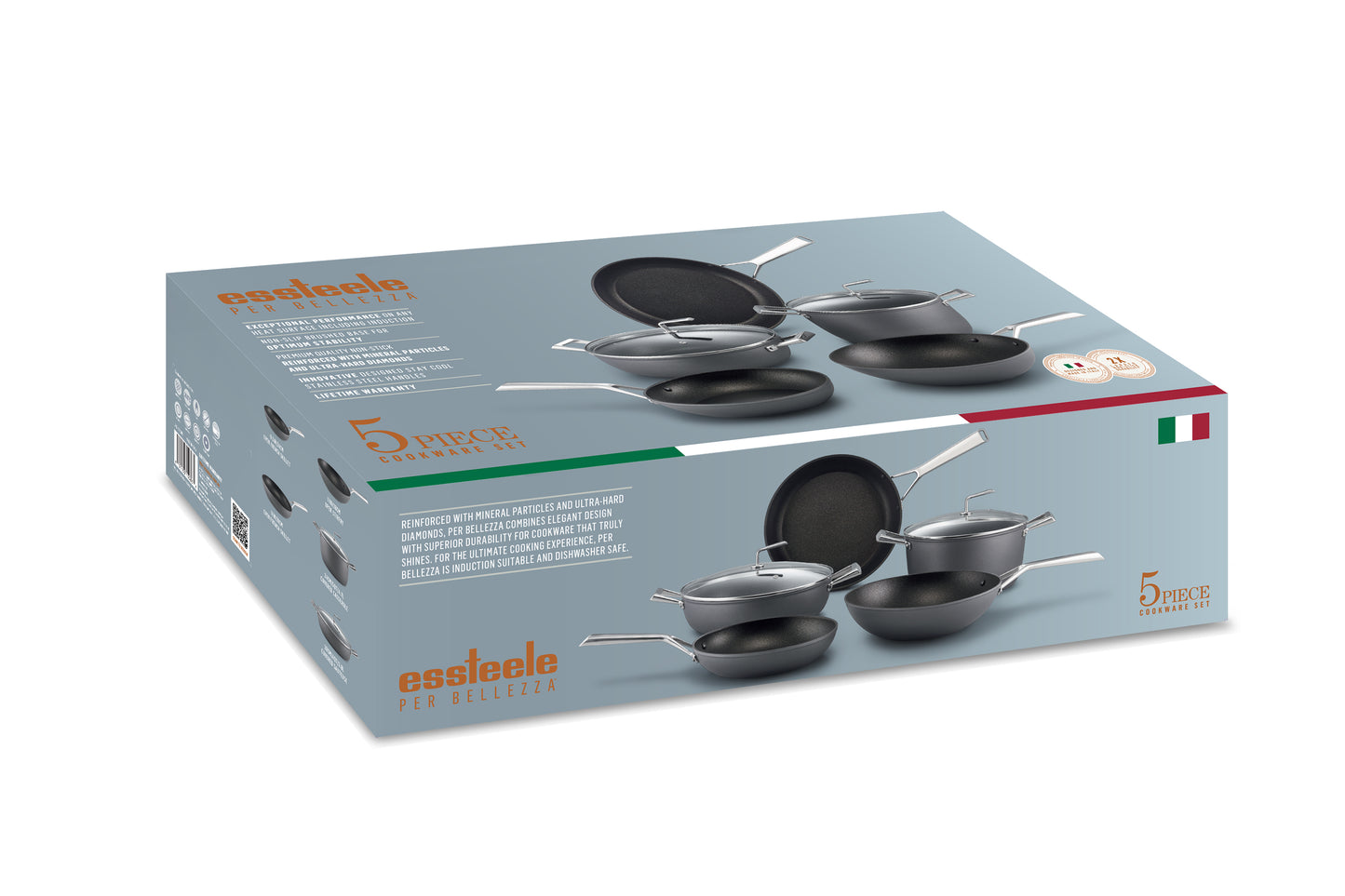 Essteele Per Bellezza Nonstick Induction 5 Piece Cookware Set Grey