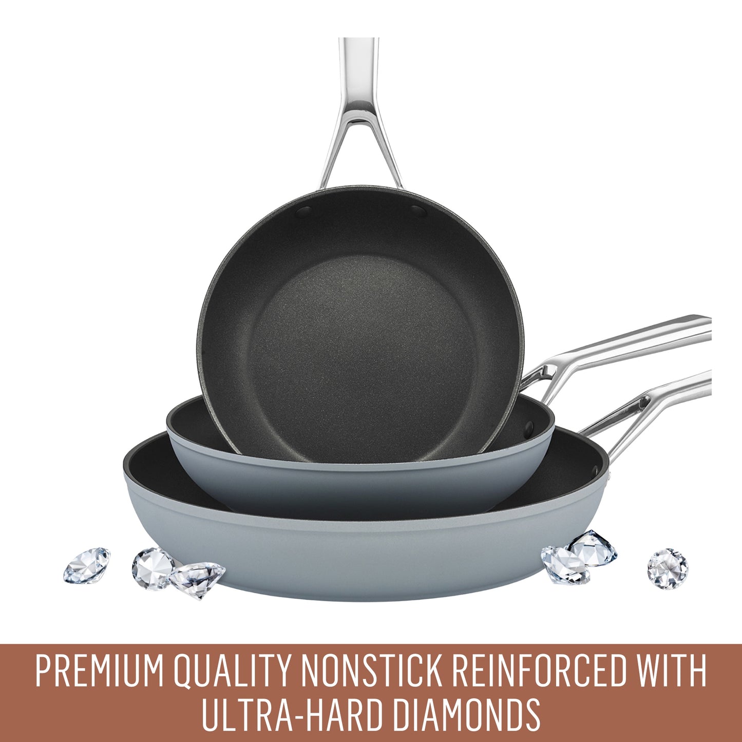 Essteele Per Bellezza Nonstick Induction Open Skillet Twin Pack 24/28cm Grey