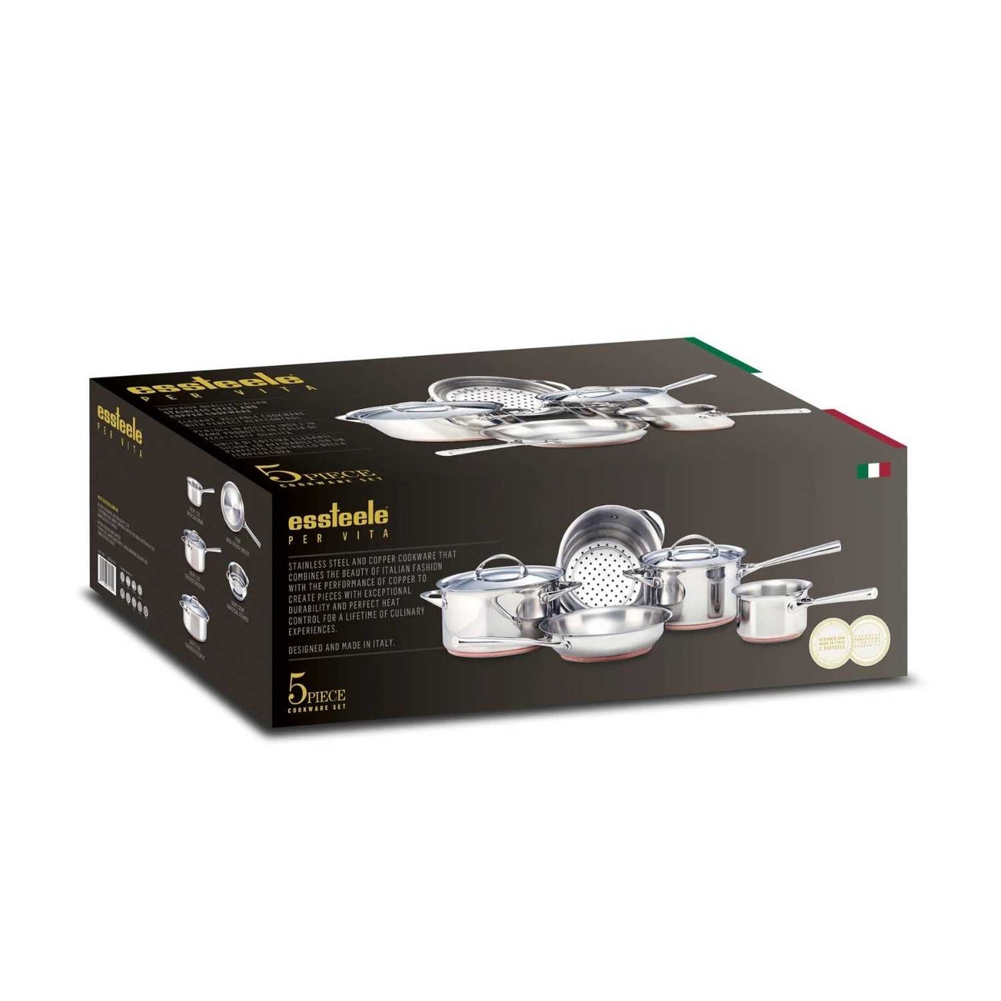 Essteele Per Vita Copper Base Stainless Steel Induction 5 Piece Cookware Set