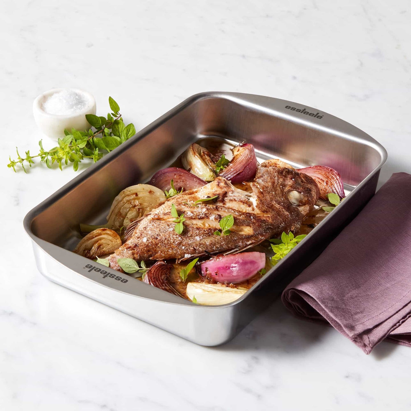 Essteele Clad Ovenware Stainless Steel Rectangular Roasting Pan 33cm x 23cm x 5.5cm