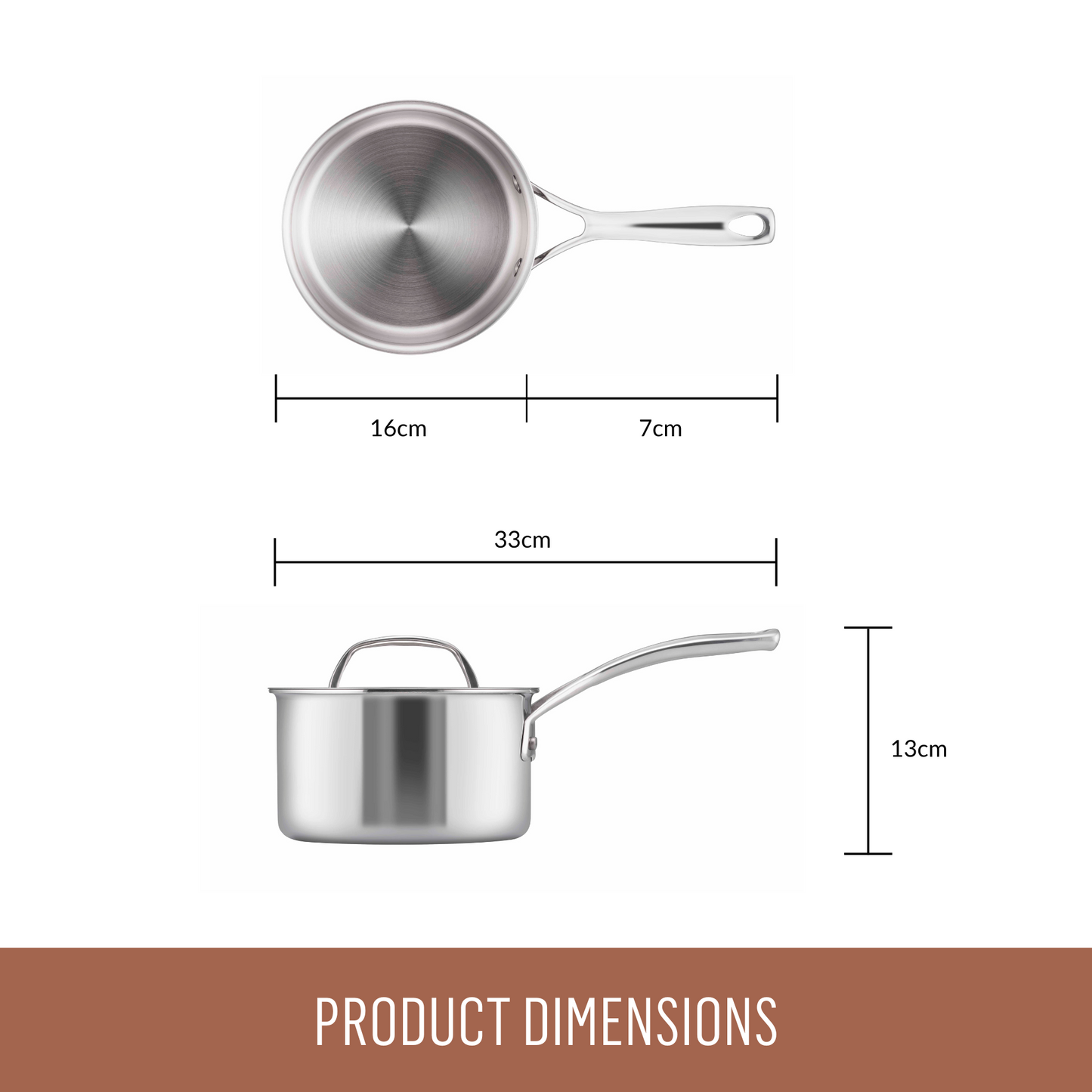 Essteele Eternità Clad Stainless Steel Induction Covered Saucepan 16cm/1.8L