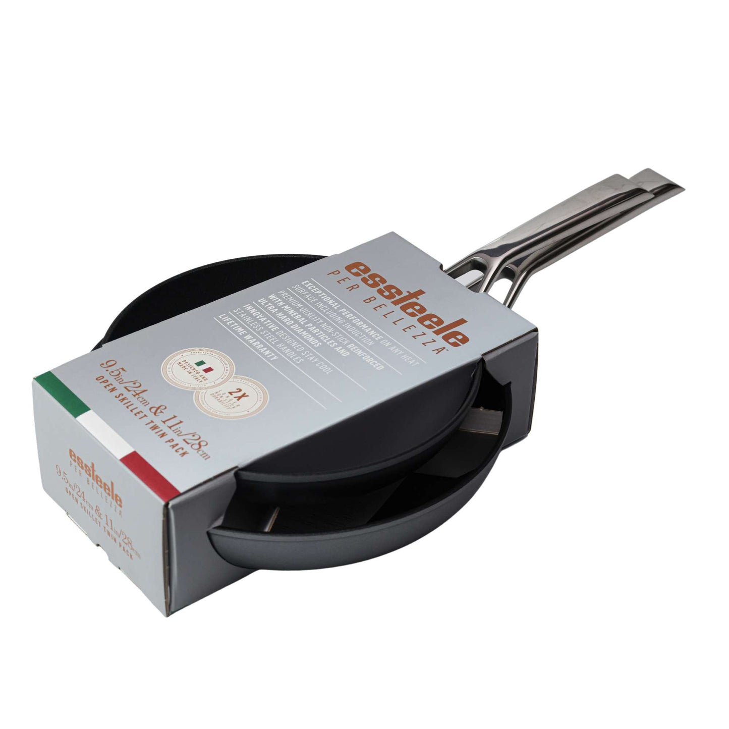 Essteele Per Bellezza Nonstick Induction Open Skillet Twin Pack 24/28cm Grey