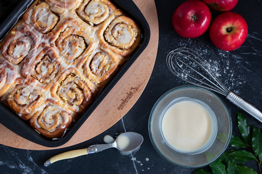 Pink Lady apple, maple syrup and cinnamon scrolls