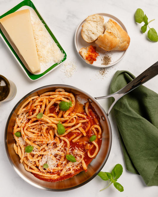 Tuscan Pici (Hand Rolled Spaghetti) in Aglione Sauce