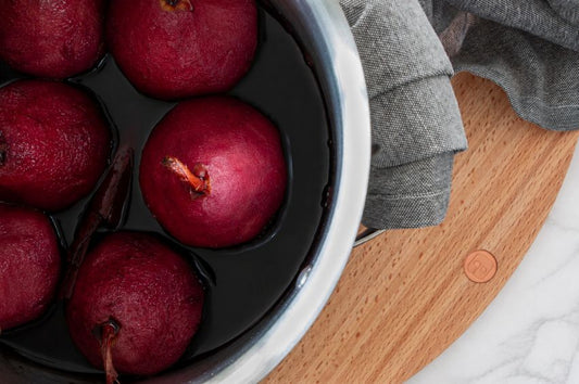 Mandarin Red Wine Poached Pears