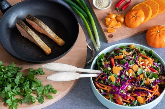 Mandarin Salad with Crispy-Skinned Salmon