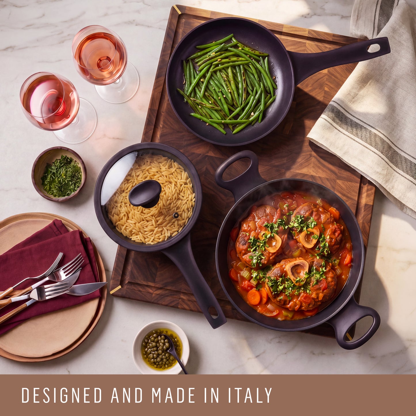 For searing, frying and everyday cooking – ceramic nonstick coated aluminium – Essteele Per Domani Ceramic Induction Open French Skillet 20cm