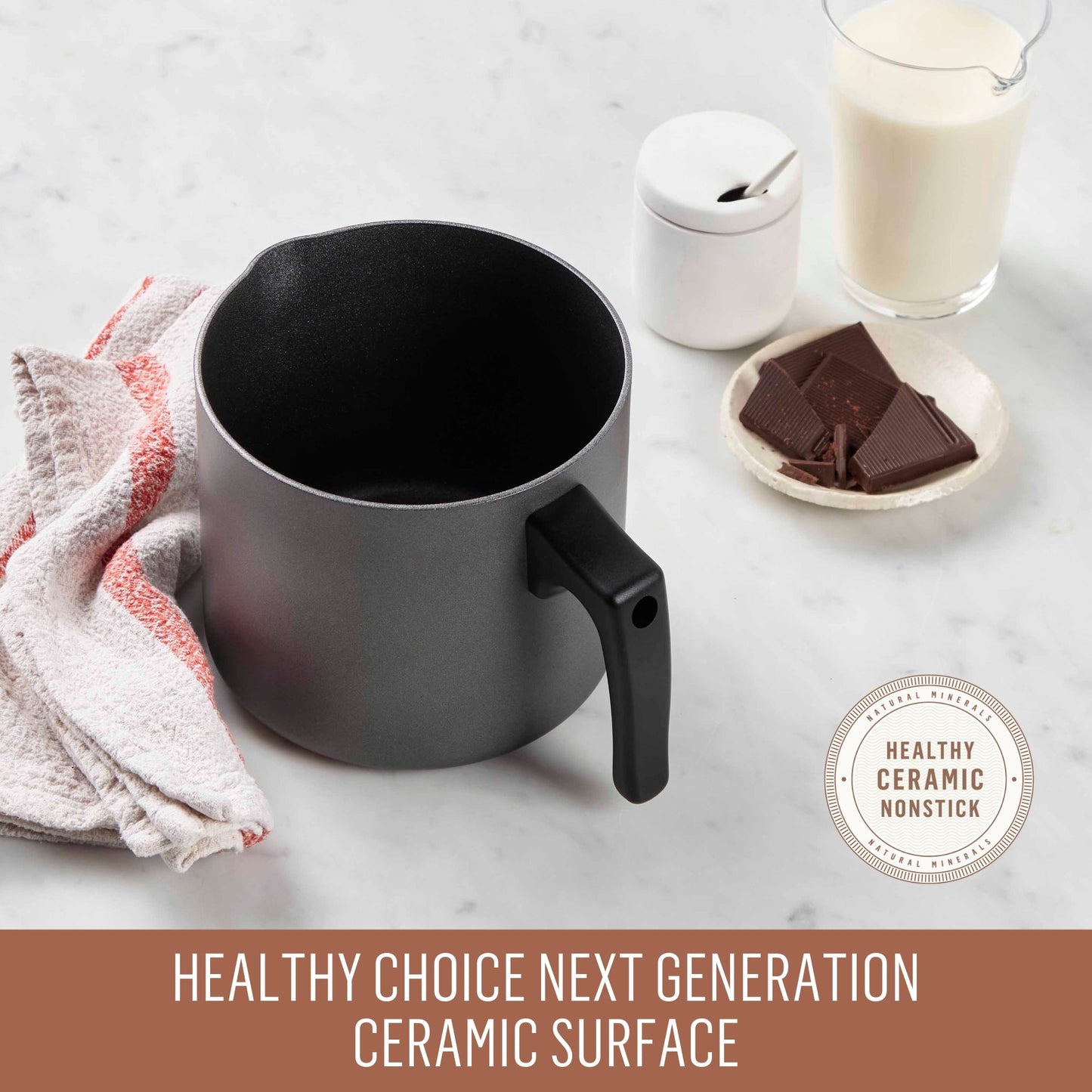 Essteele Per Benessere Ceramic Nonstick Induction Open Milkpan 14cm/1.9L