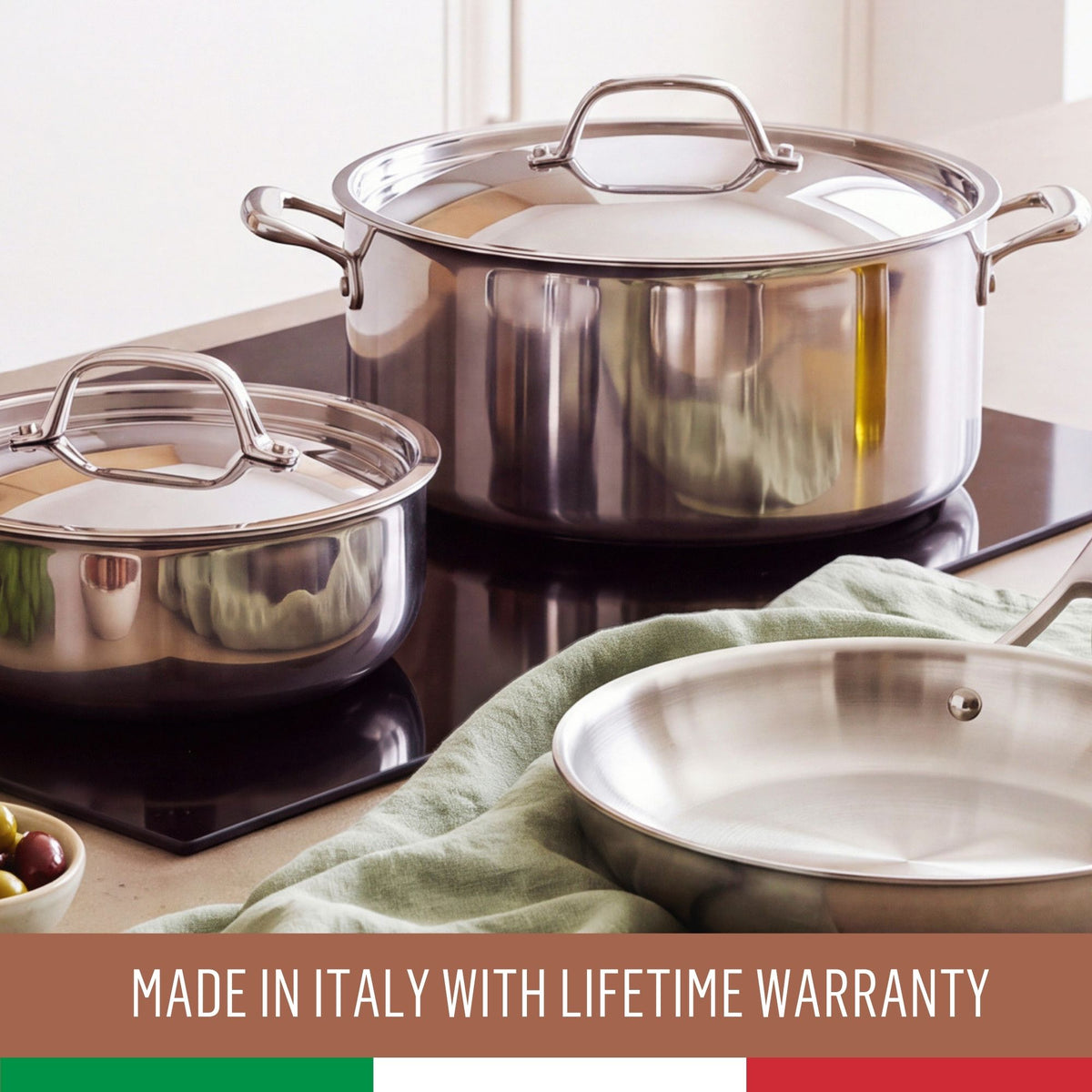 Essteele Eternità Stainless Steel 3 Piece Cookware Set Silver