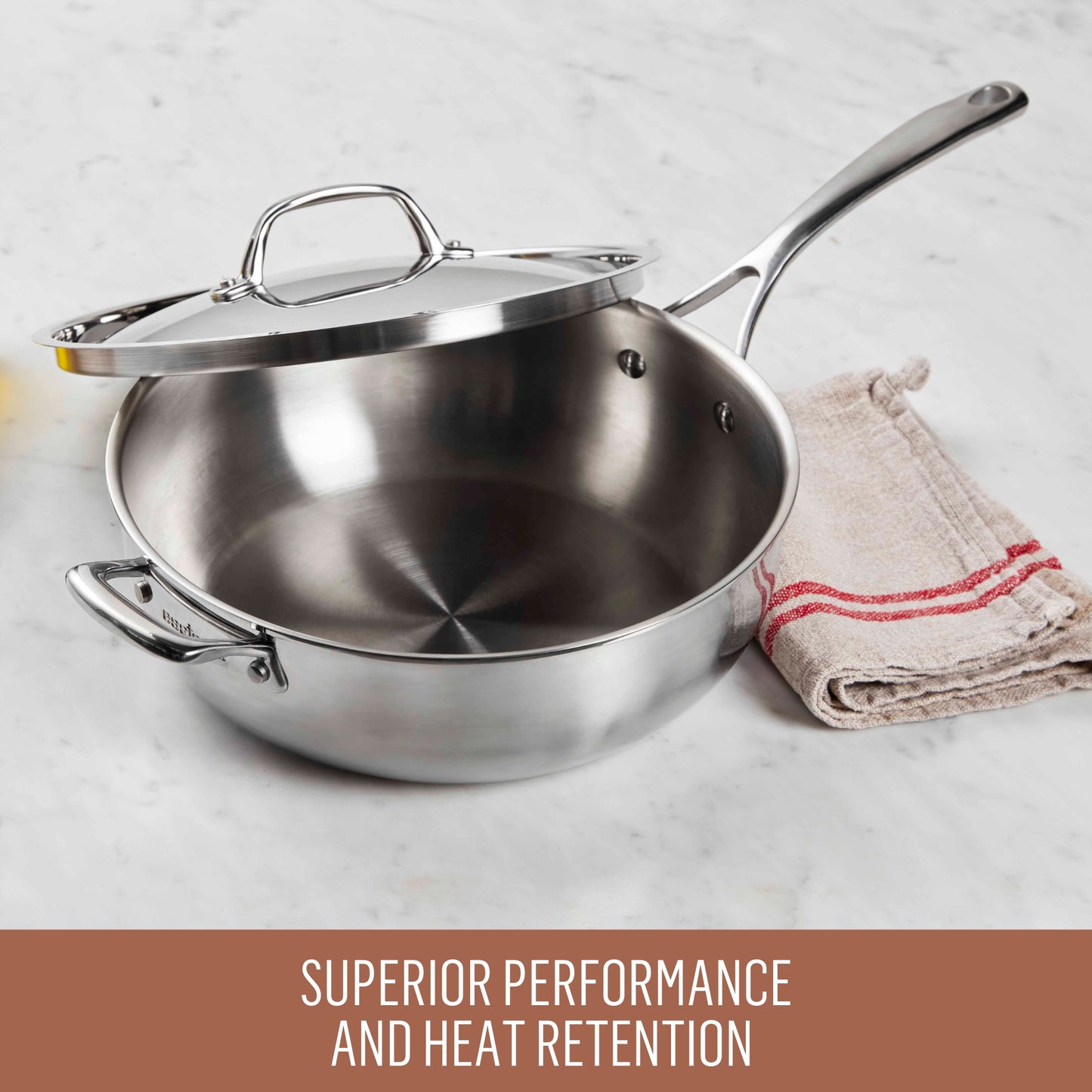 Essteele Eternità Stainless Steel Induction Covered Chefs Pan with Helper Handle 28cm
