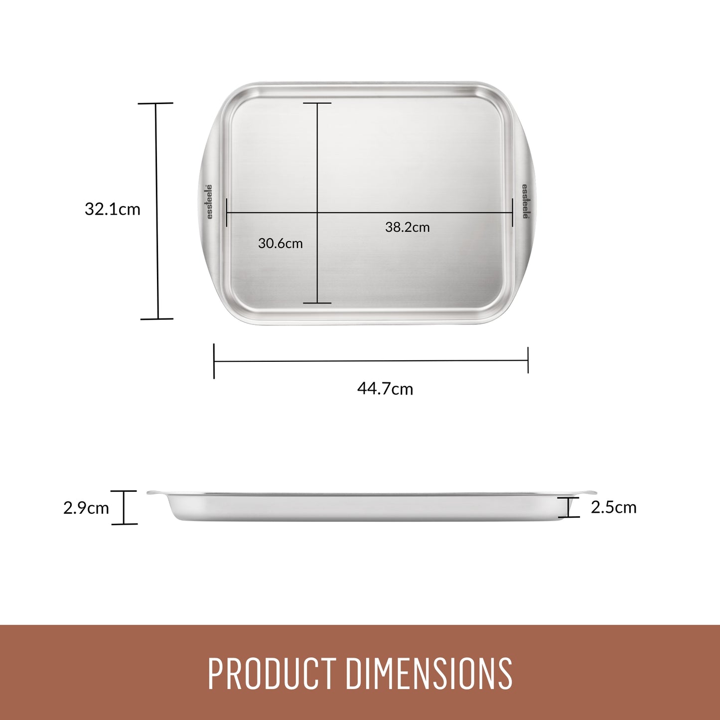 Essteele Clad Ovenware Stainless Steel Baking Sheet 30cm x 38cm x 2.5cm