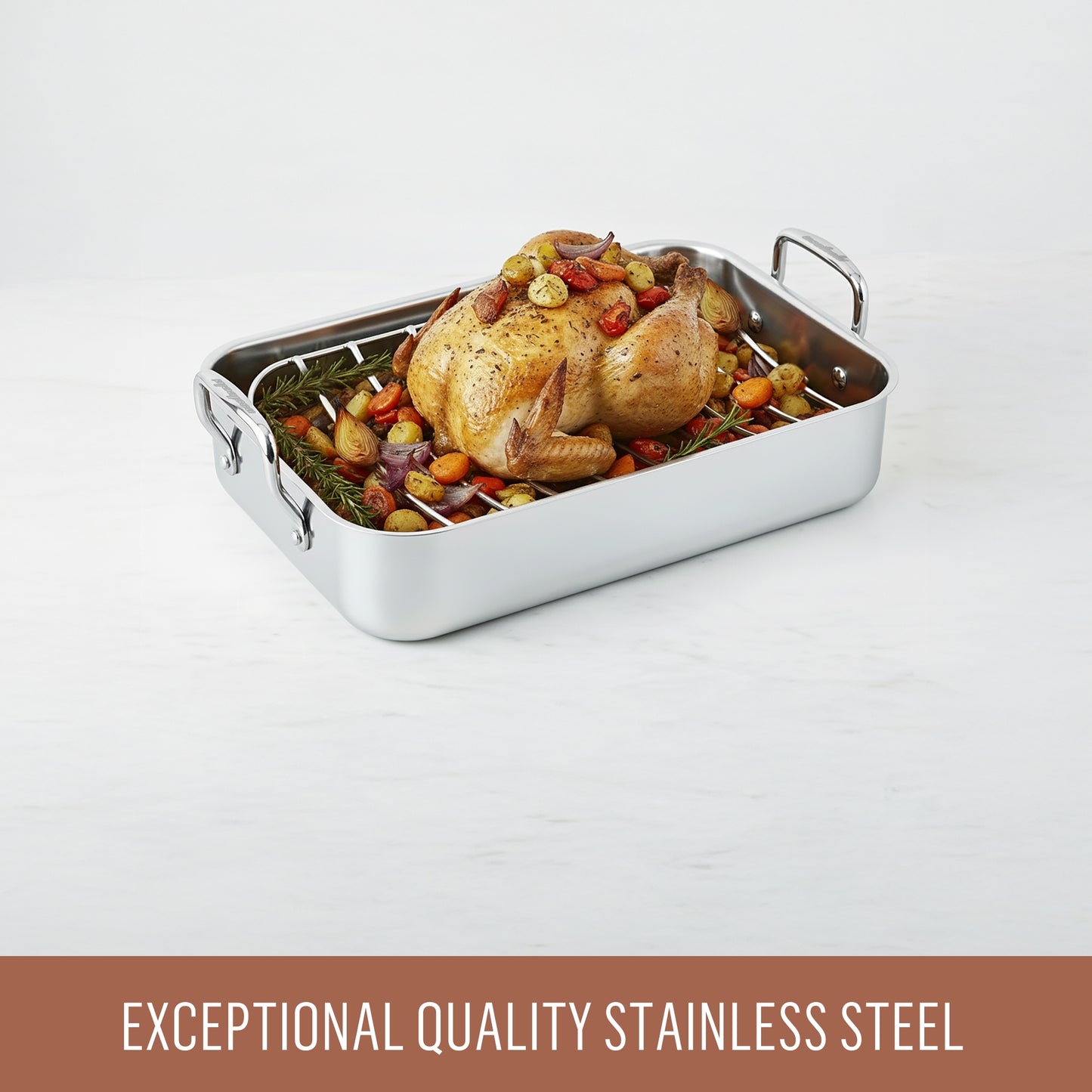 Essteele Stainless Steel Roaster With Rack 35cm x25cm x8cm