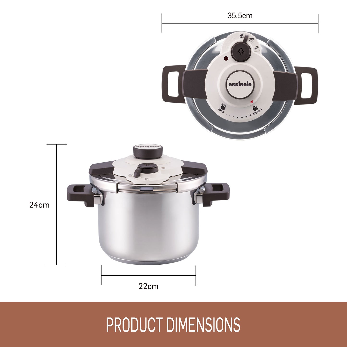 Essteele Per Velocita Stainless Steel Pressure Cooker 22cm/6L