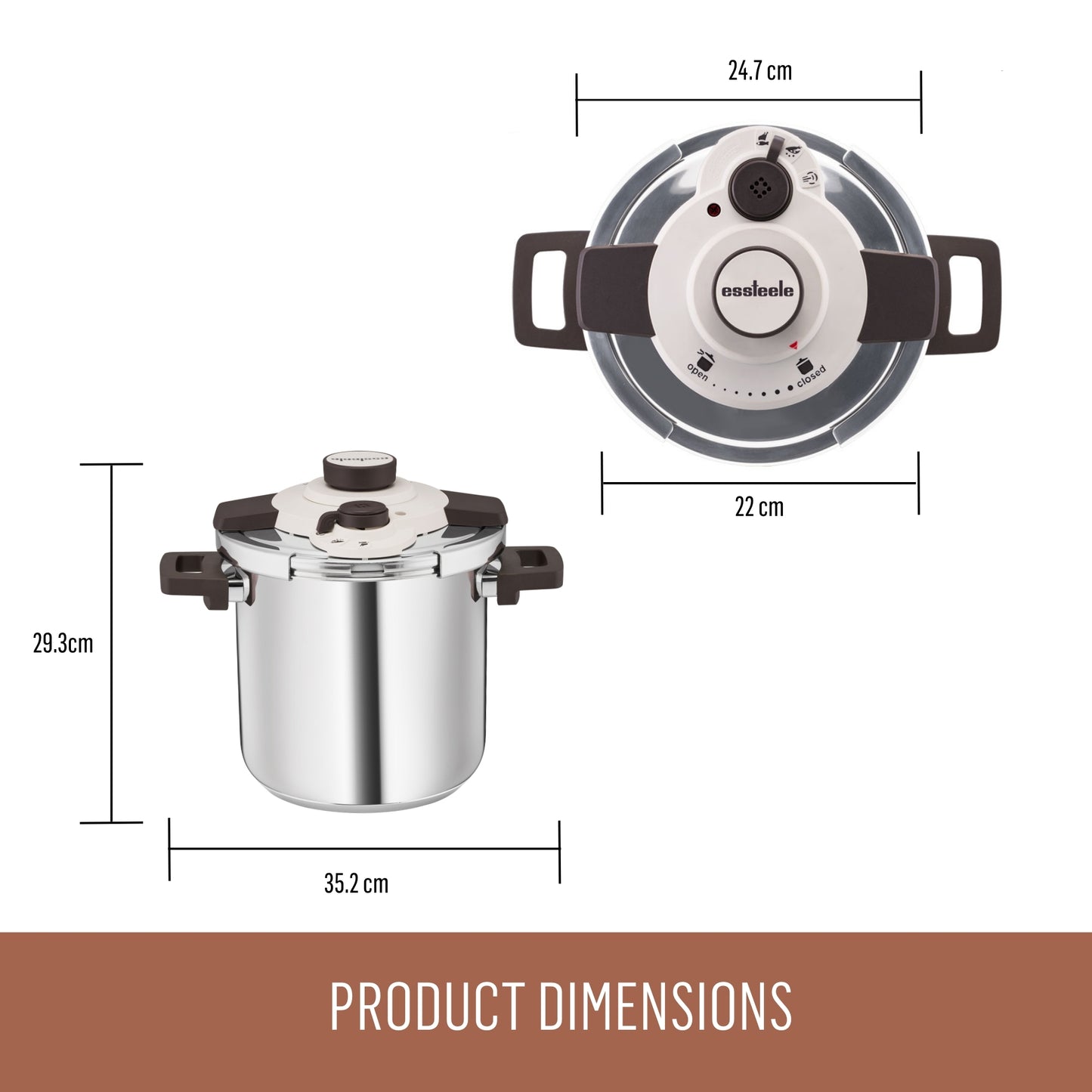 Essteele Per Velocita Stainless Steel Pressure Cooker 22cm/8L