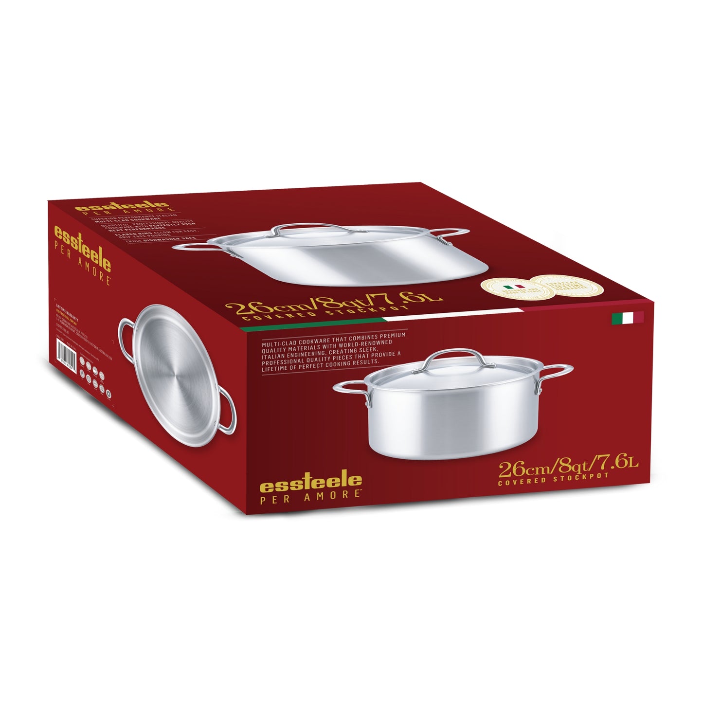 Essteele Per Amore Clad Stainless Steel Induction Covered Stockpot 26cm/7.6L