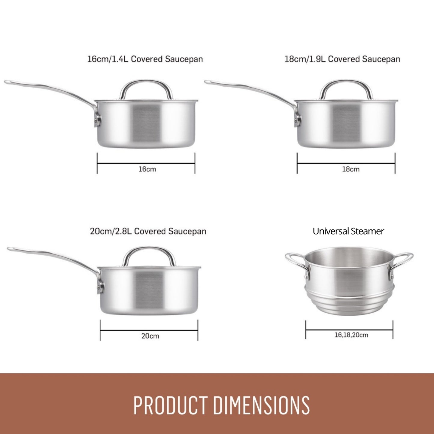 Essteele Per Amore Clad Stainless Steel Induction 4 Piece Cookware Set