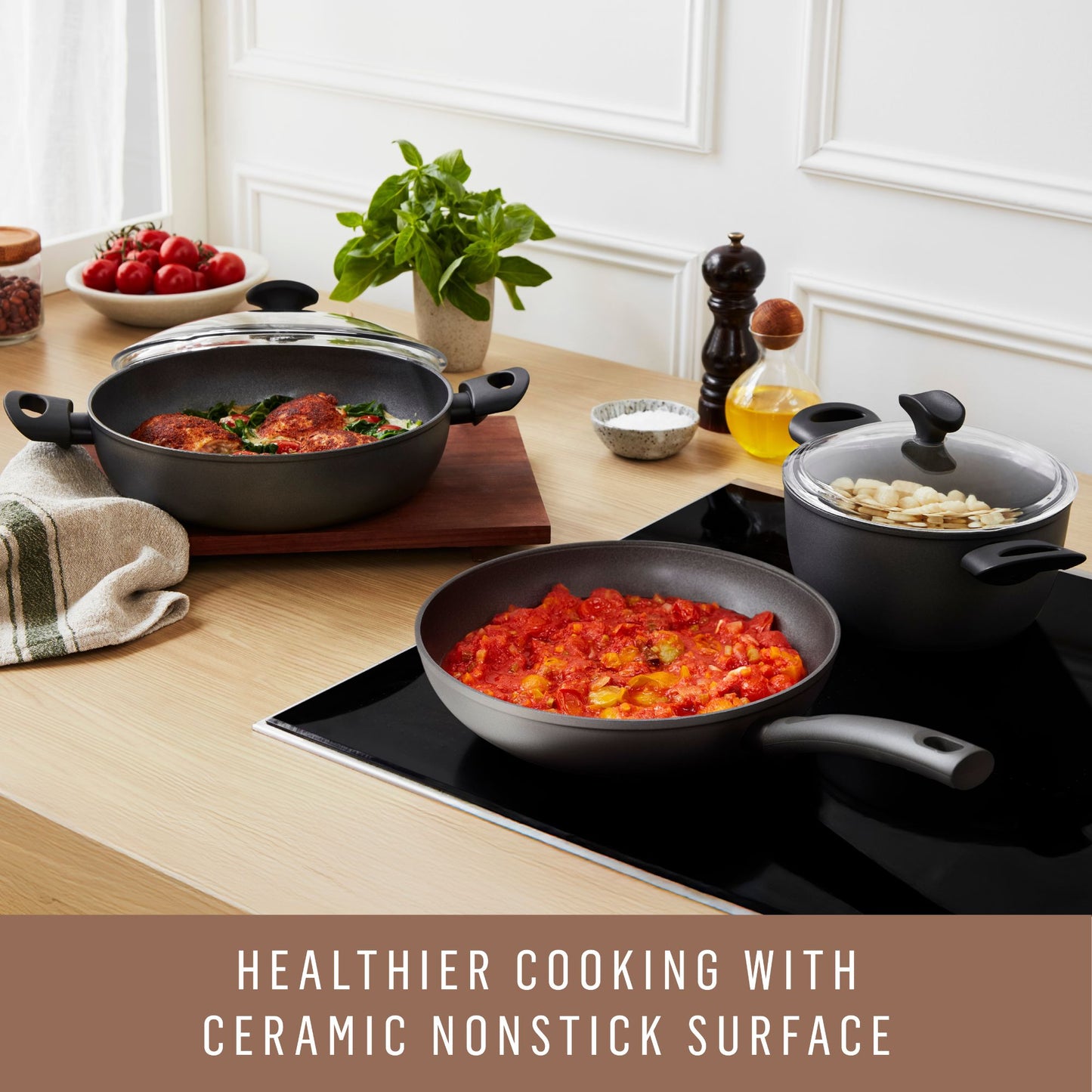 Essteele Per Benessere Ceramic Nonstick Induction 3 Piece Cookware Set