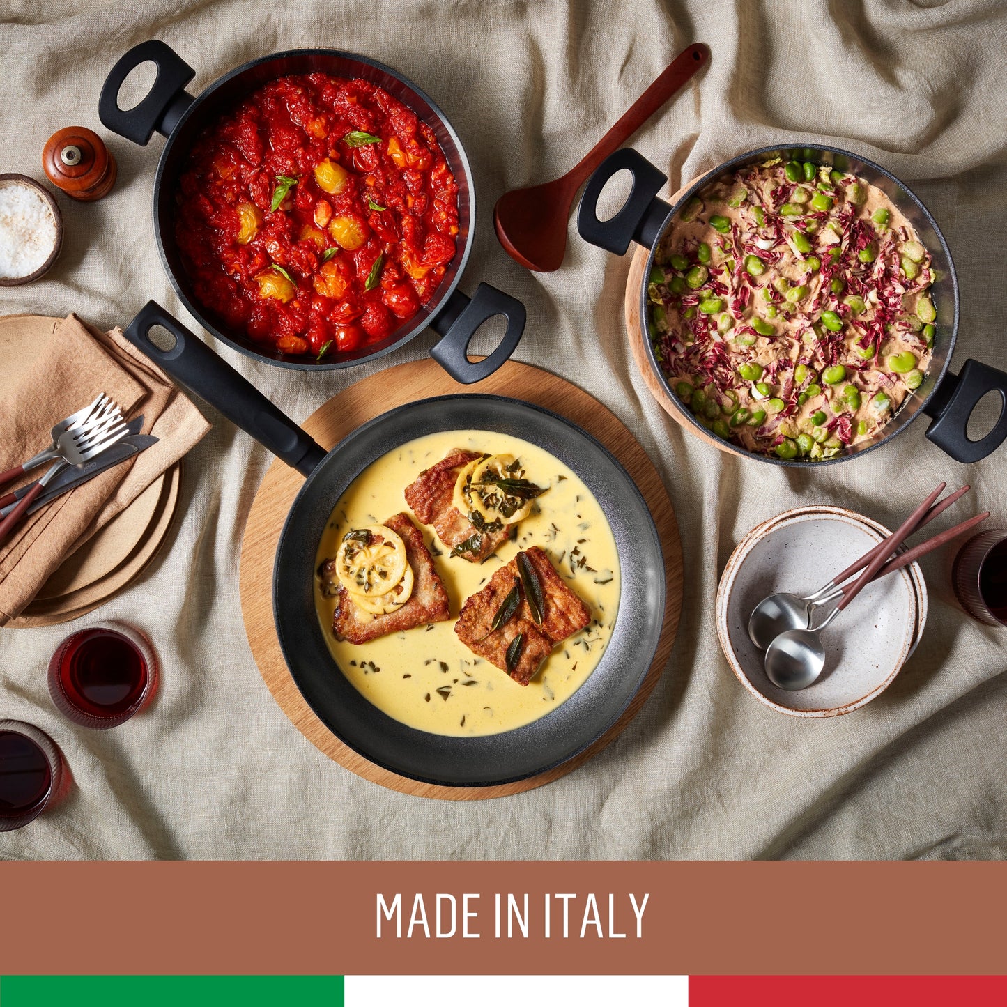 Essteele Per Benessere Ceramic Nonstick Induction 3 Piece Cookware Set