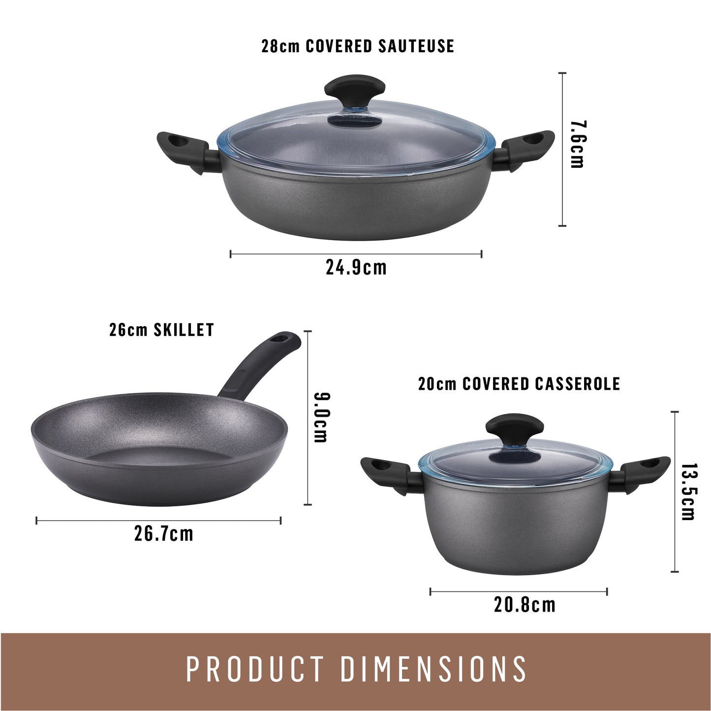 Essteele Per Benessere Ceramic Nonstick Induction 3 Piece Cookware Set