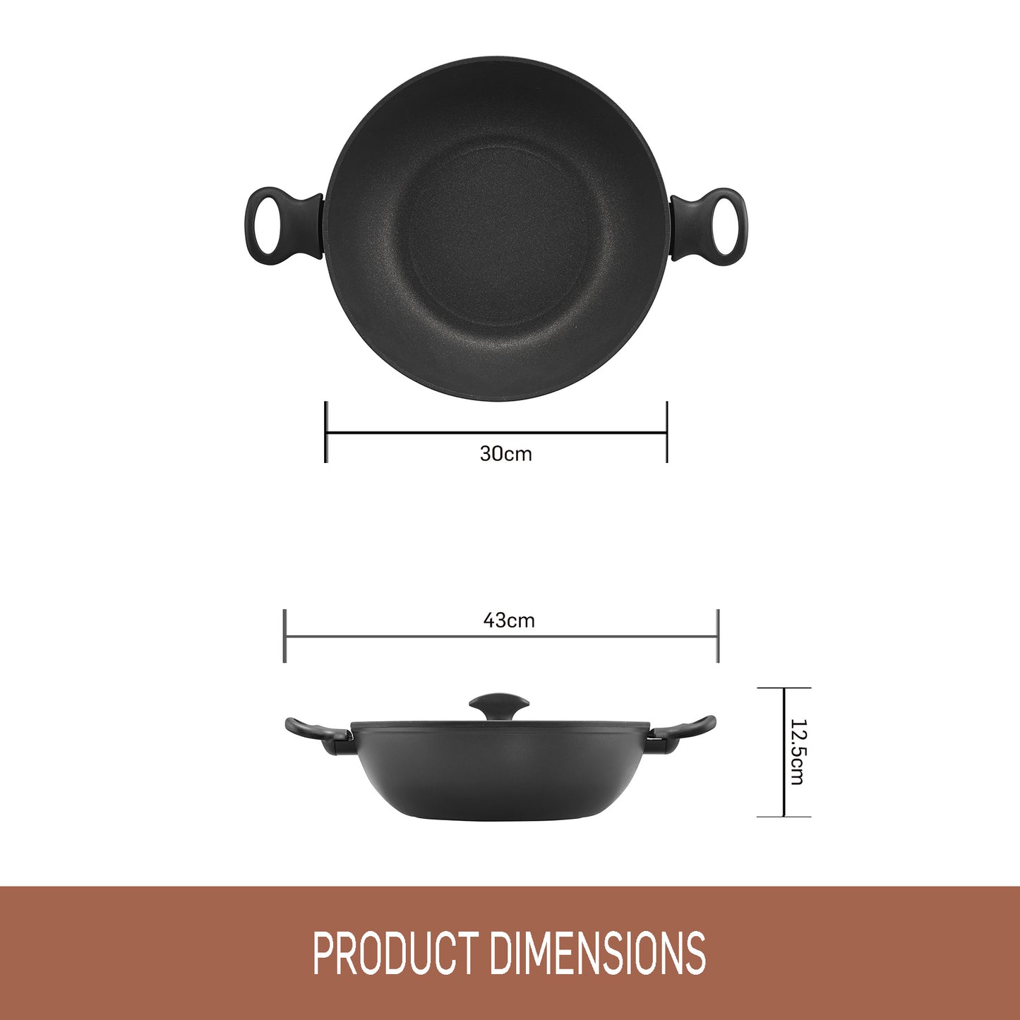 Essteele Per Domani Nonstick Induction Covered Wok 30cm