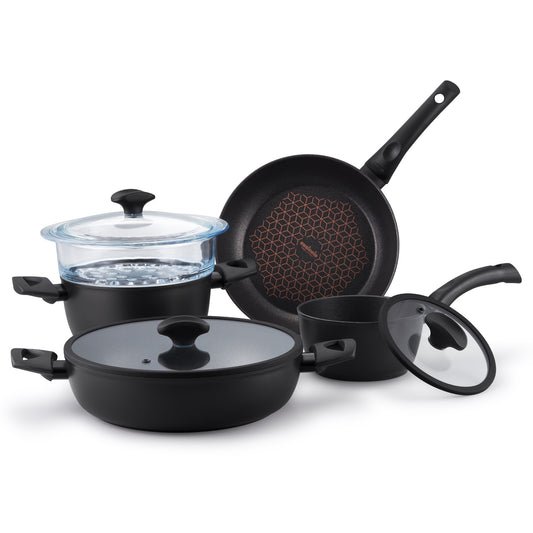 Essteele Per Salute Nonstick Induction 5 Piece Cookware Set With Glass Steamer