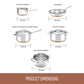 Essteele Per Vita Copper Base Stainless Steel Induction 5 Piece Cookware Set